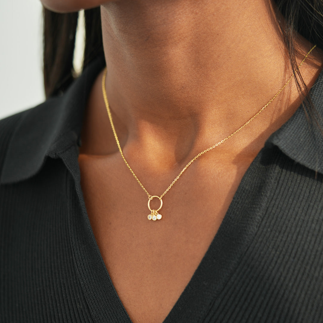 Always With You Trio Stone Circle Necklace