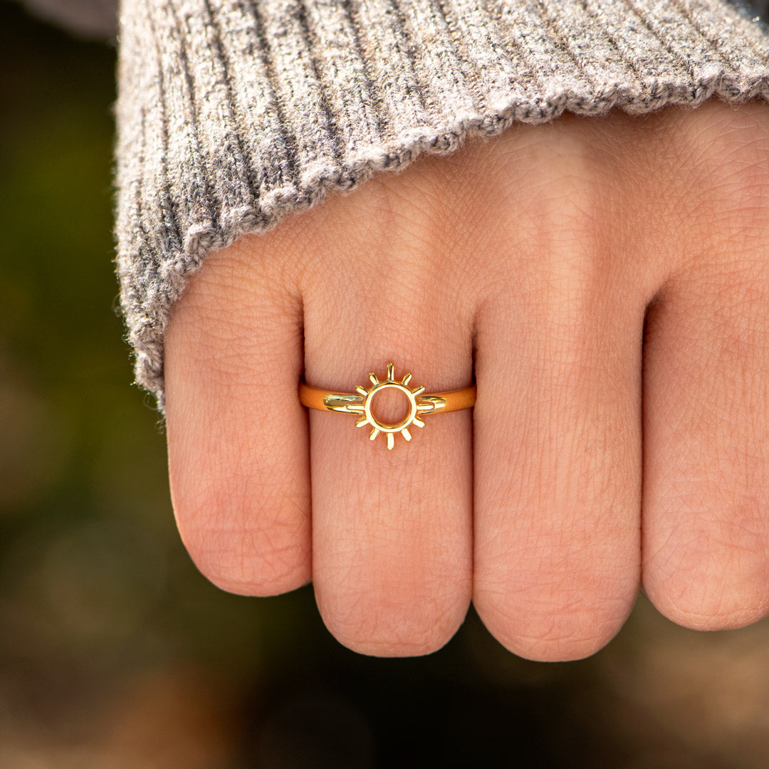 You Are A Ray Of Sunshine Golden Sun Ring
