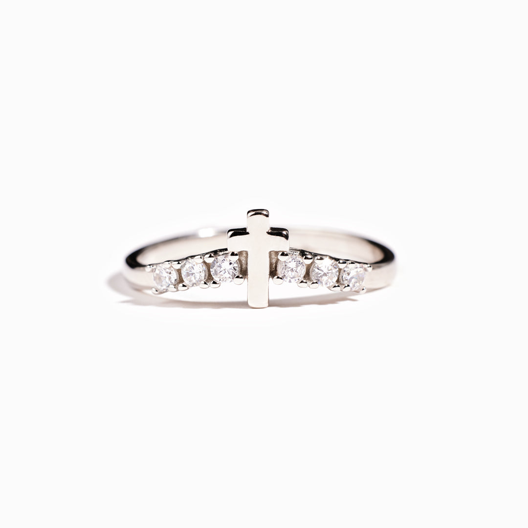 Storms Of Life Silver Faith Cross Ring-Christian Religious Gift