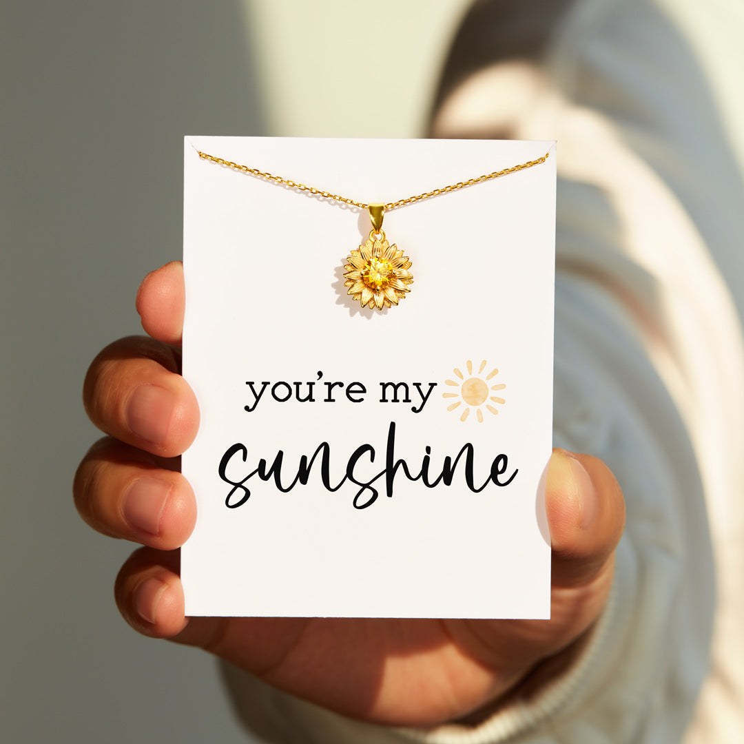 Sterling Silver Sunflower Necklace Plated With 18K Gold
