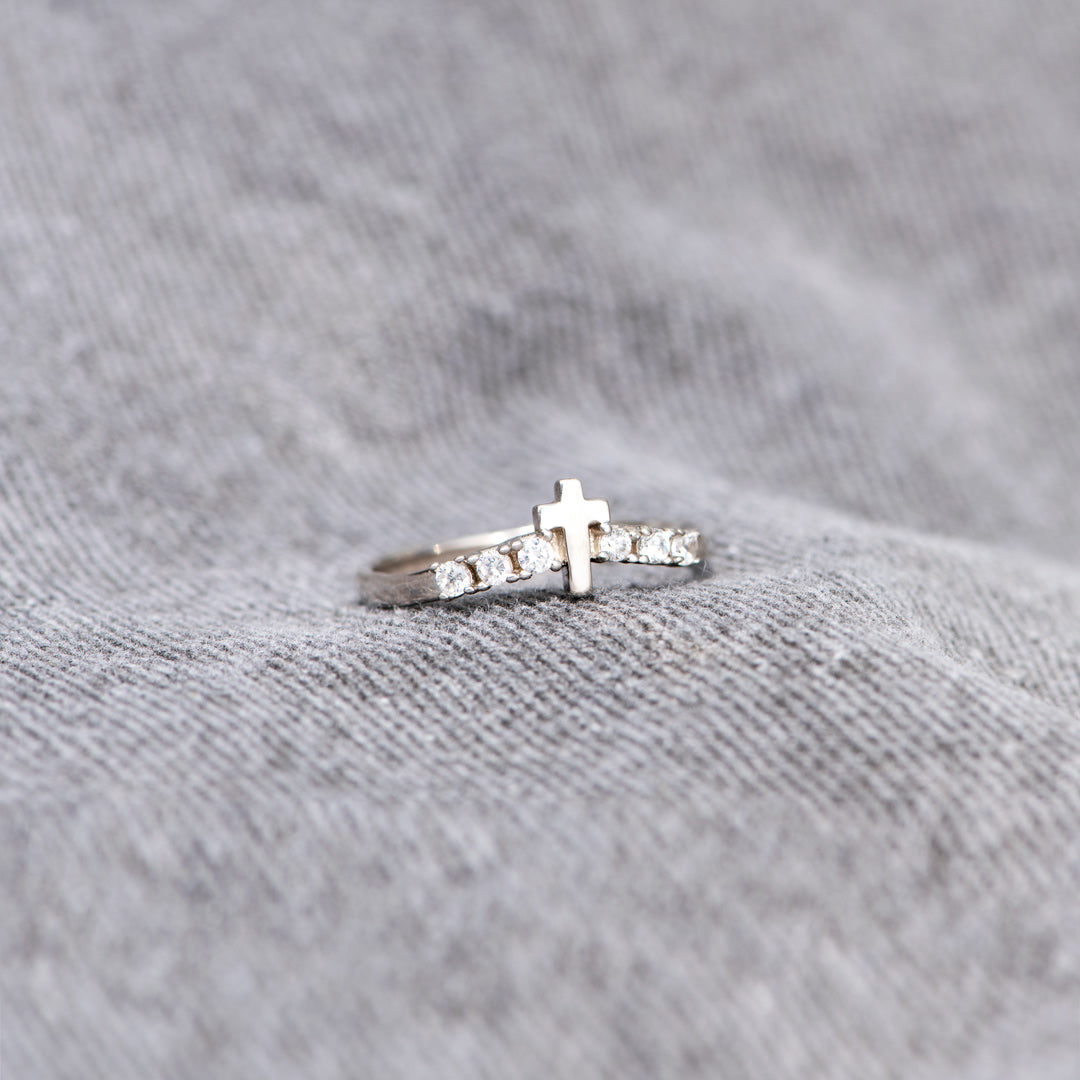 Storms Of Life Silver Faith Cross Ring-Christian Religious Gift