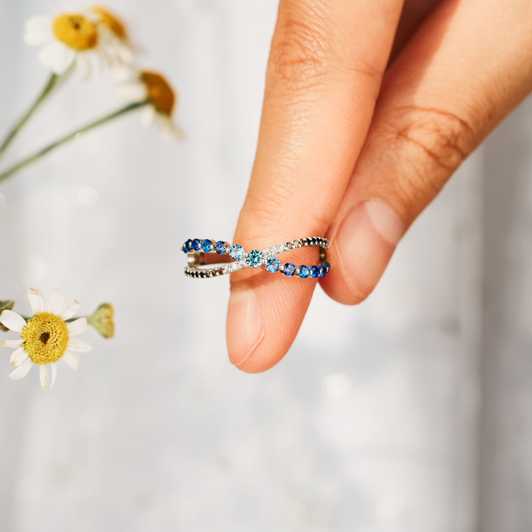 Thank You For Crossing My Path Pavé Crossover Ring