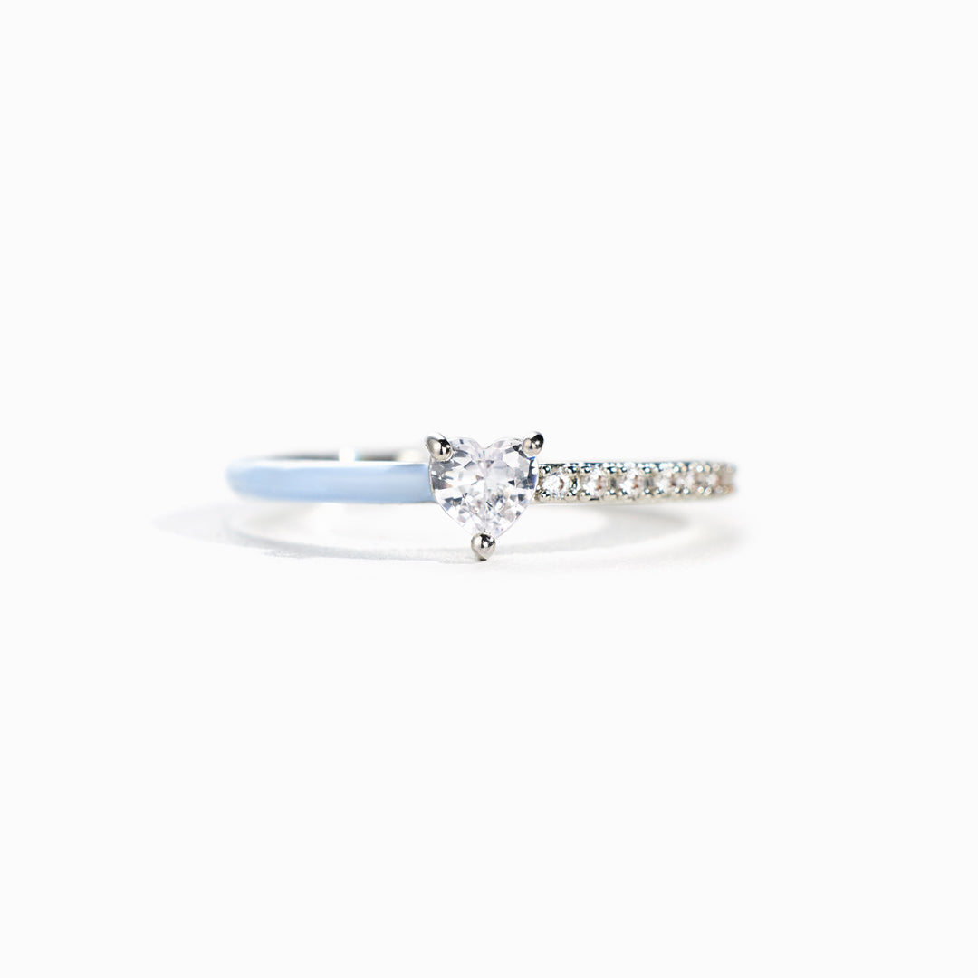 Courage, Dear Heart Half Enamel Heart-Cut Ring